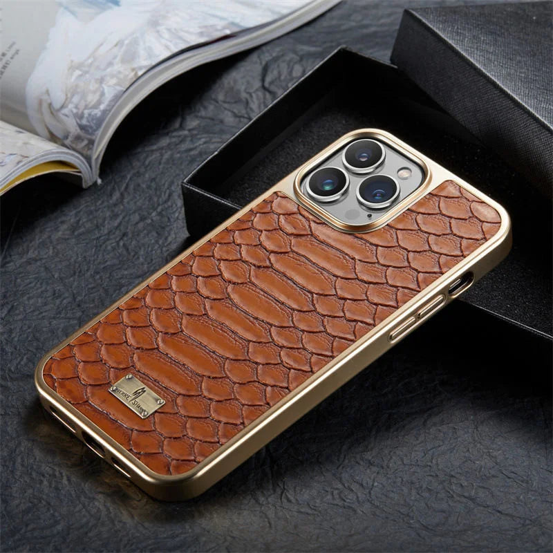 Crocodile pattern Leather Chrome Case