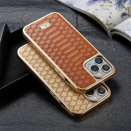 Crocodile pattern Leather Chrome Case